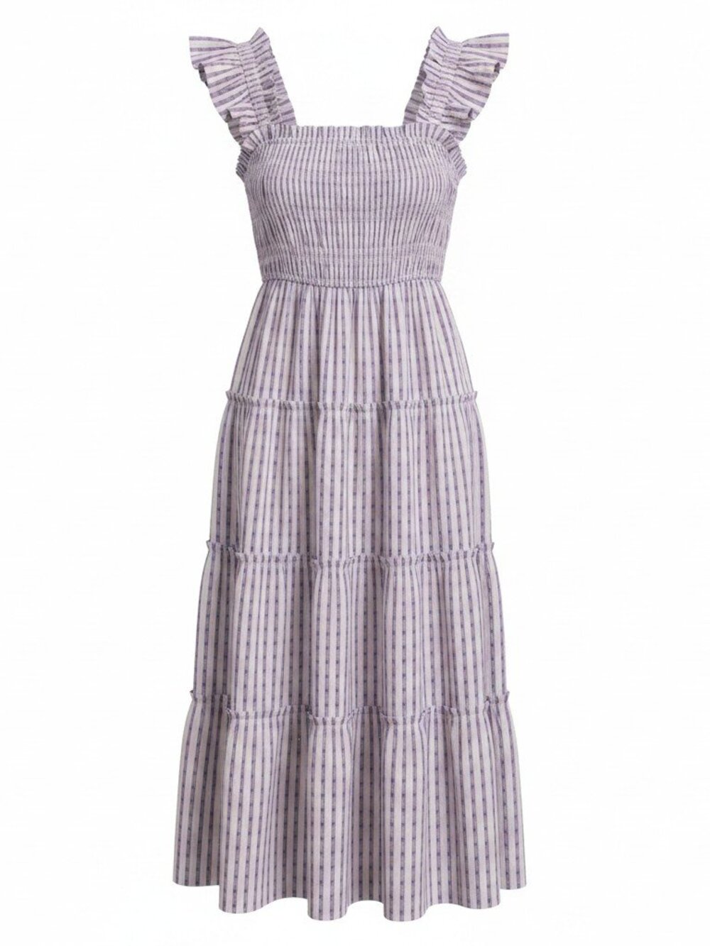 Umgee NWT Lavender Smocked Tiered Midi Dress Boho Cottage Sz M